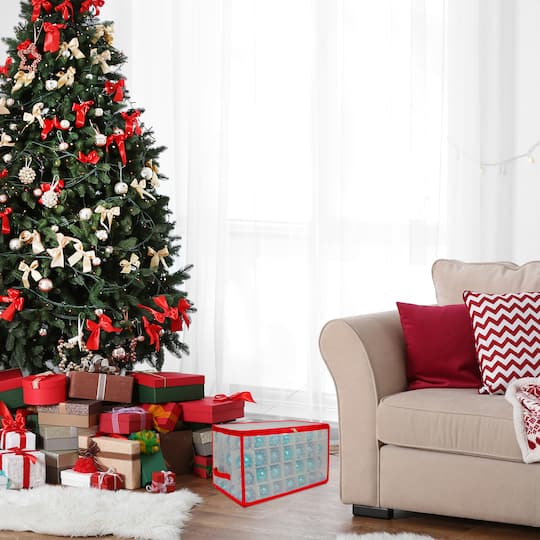 20.5" Red & Clear Transparent Zip Up Christmas Storage Box